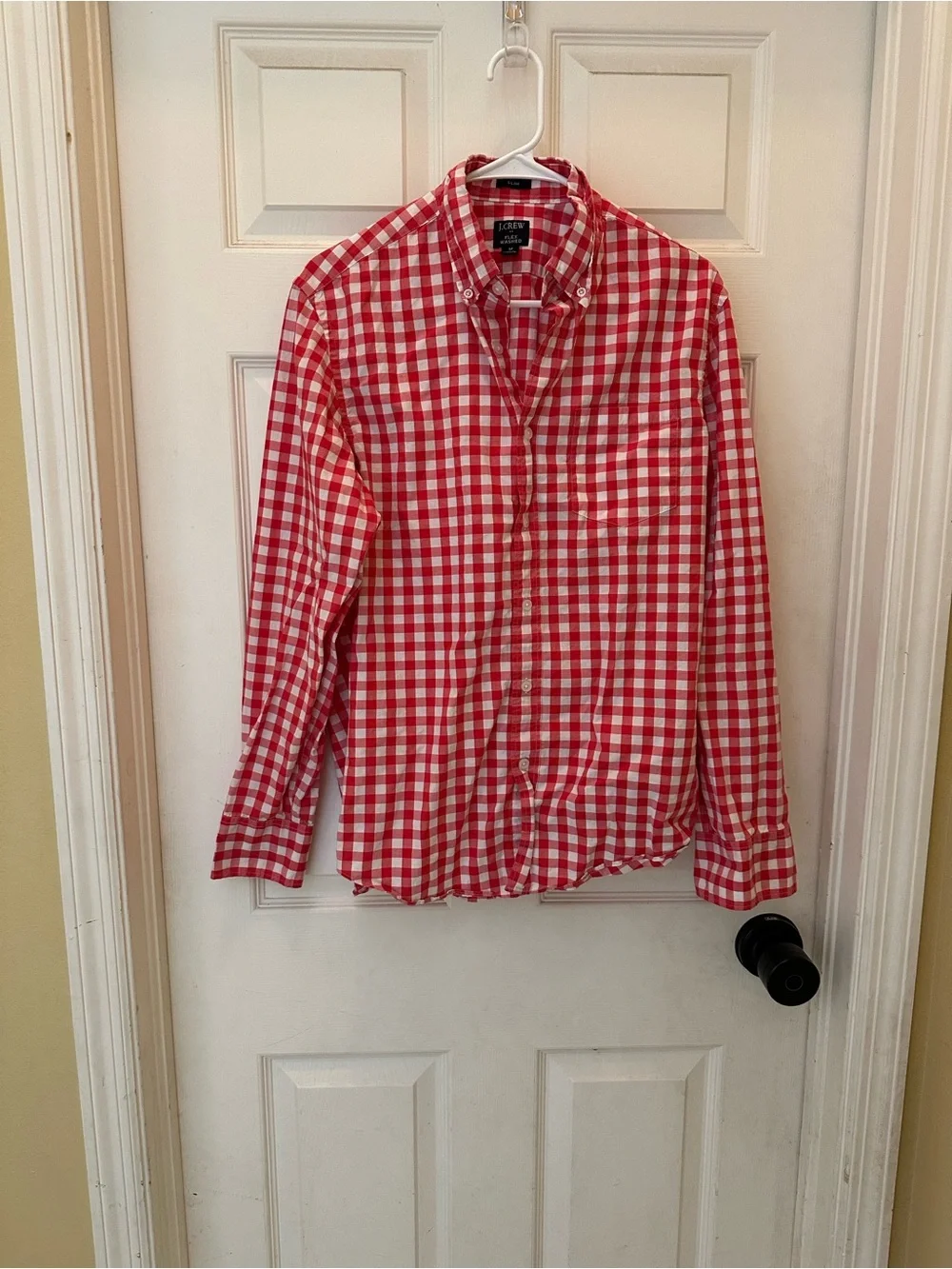 J. Crew Red and White Gingham Button-Down Shirt